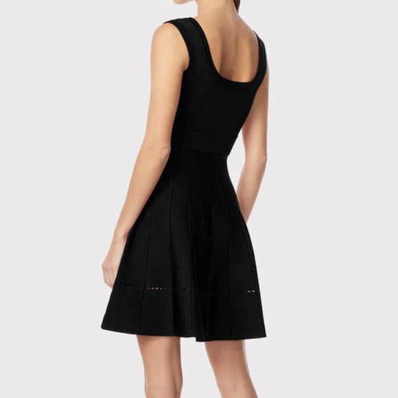 NWT HEVER LEGER SCOOP NECK FIT AND FLARE MINI DRESS in black - Picture 2 of 3